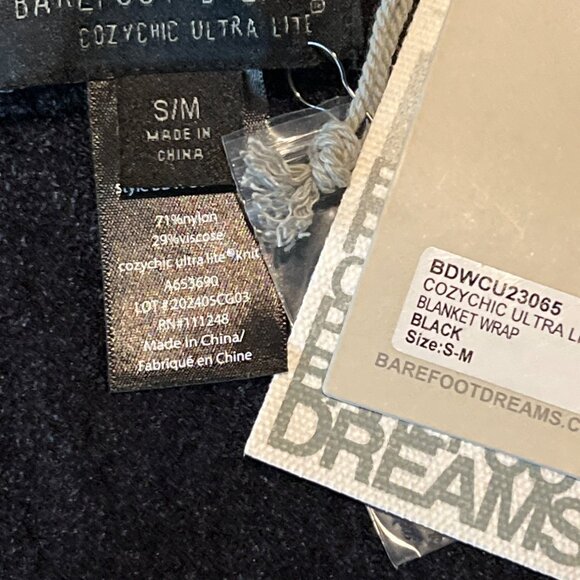 Barefoot Dreams Cozychic Ultra Lite Black Blanket Wrap Soft Loungewear S-M NWT - Picture 2 of 6